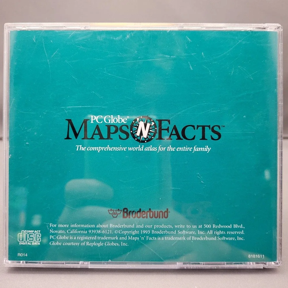 PC Globe Maps 'N' Facts by Broderbund (CD-ROM, 1993)